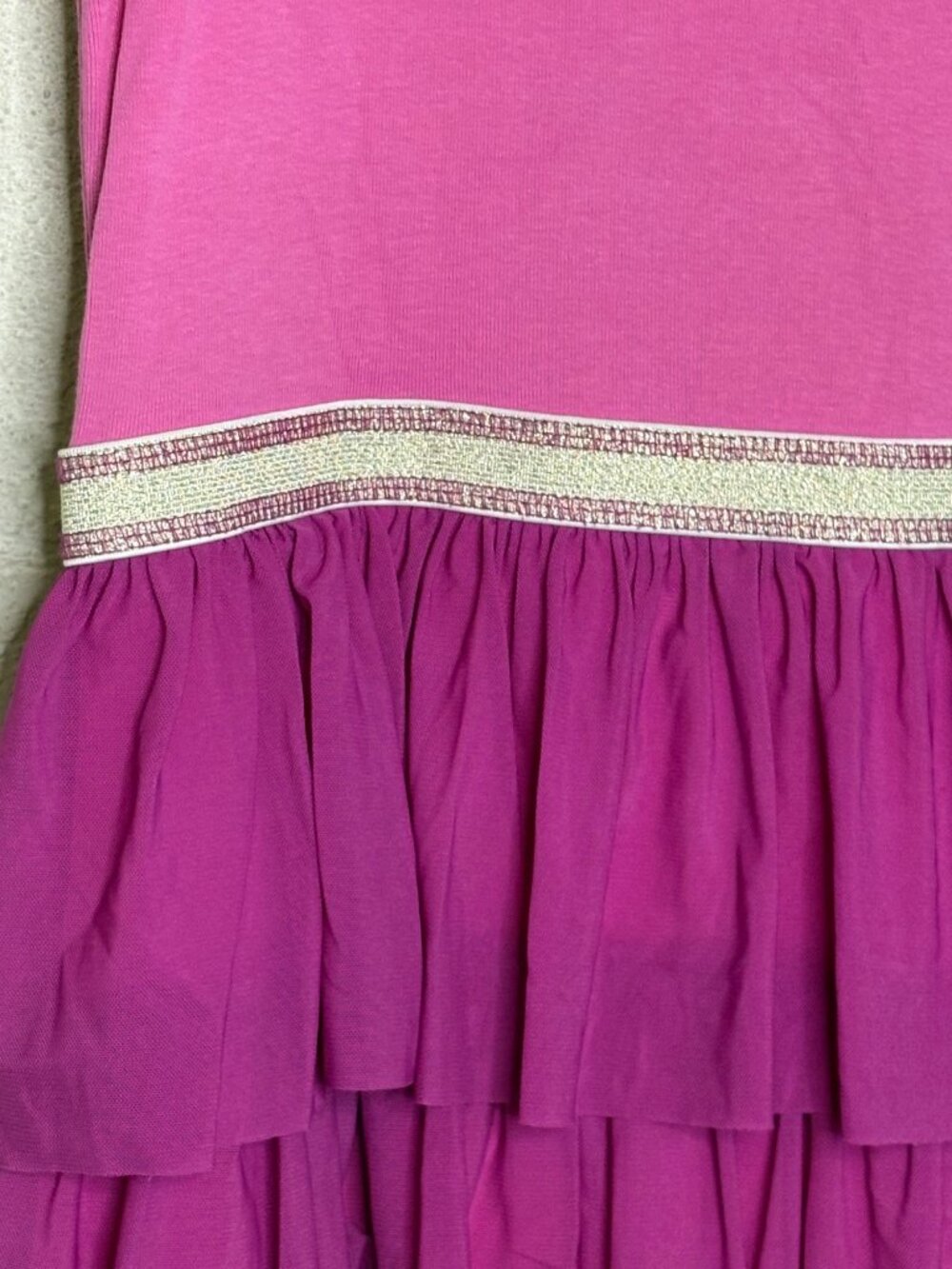 Hanna Andersson Girls Sleeveless Dress W/ Ruffle Skirt & Sparkle Waistband Sz 8 - Picture 4 of 9